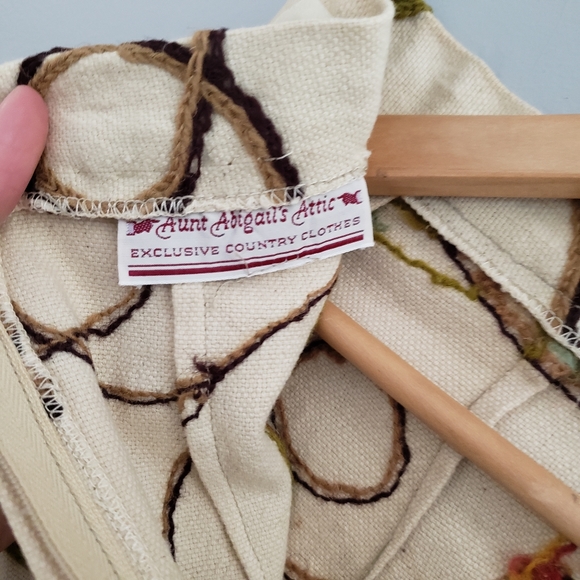 Vintage cream skirt with embroidery womens waist 25 - Picture 6 of 7